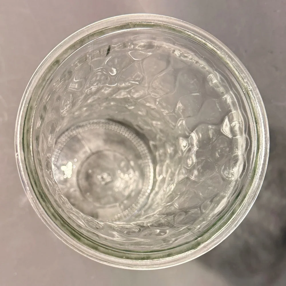 Clear Textured Crinkle Glass Vase Cinched Waist 9.5 Inch Floral Centerpiece